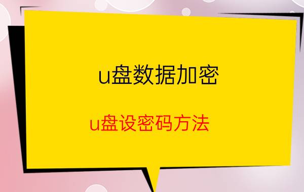 u盘数据加密 u盘设密码方法？